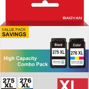 275XL 276XL Ink Cartridge Replacement for Canon PG-275 CL-276 275 276 XL Combo Compatible with Canon PIXMA TS3520 TS3522 TS3500 TR4720 TR4700 TR4722 Printers(1 Black, 1 Color, 2 Pack) Multi Pack