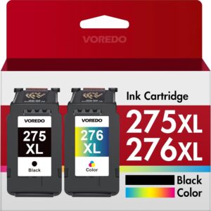 VOREDO PG-275XL CL-276XL for Canon 275XL and 276XL Ink Cartridges 275XL 276XL PG-275XL CL-276XL 275 XL 276 XL for Pixma TR4720 TS3522 TS3520 TS3500 TR4722 TR4700 High Yield (Black, Tri-Color)